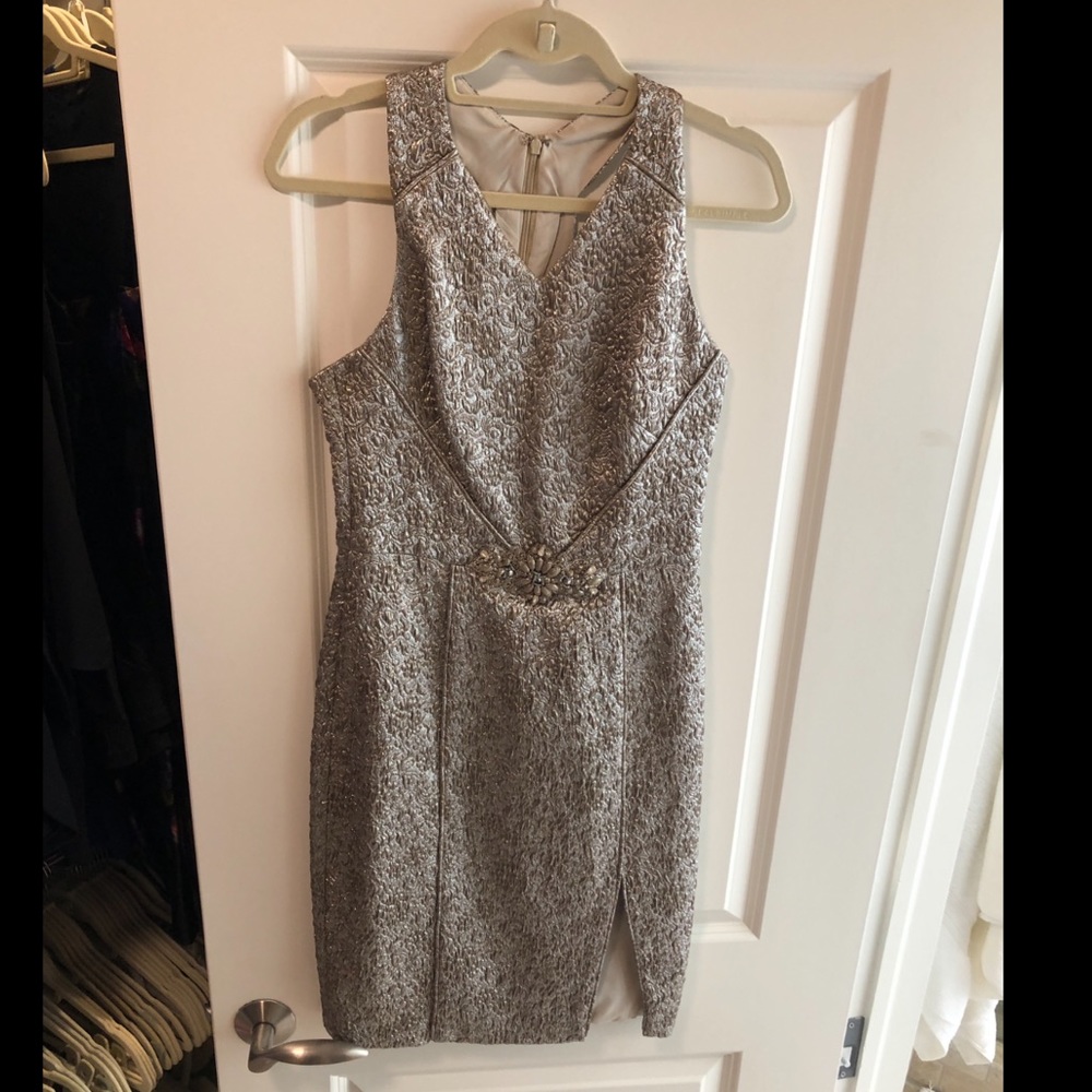 Theia gold dress